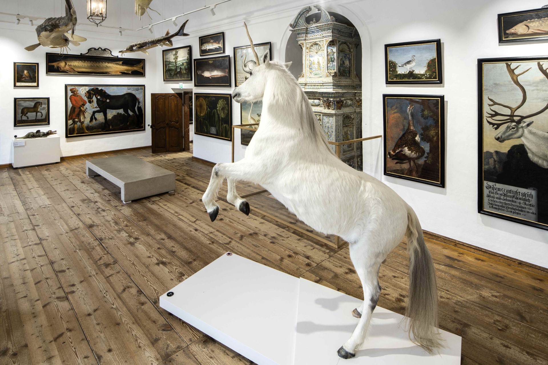 Das überlebensgroße Einhorn ist nicht nur bei Kindern der Star der Dauerausstellung im Schloss Hellbrunn. Photo Credit: djd/Schloss Hellbrunn/Auer Das überlebensgroße Einhorn ist nicht nur bei Kindern der Star der Dauerausstellung im Schloss Hellbrunn. Photo Credit: djd/Schloss Hellbrunn/Auer
