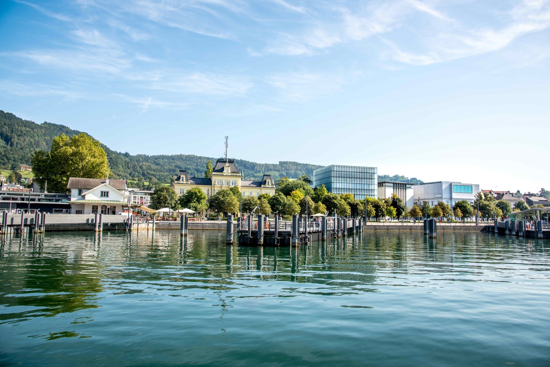 Panorama der Hafenfront von Bregenz. Photo Credit: Visit Bregenz | Christiane Setz