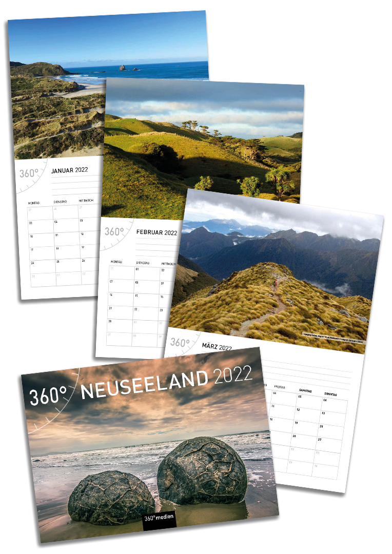 360° Neuseeland Klappkalender 2022